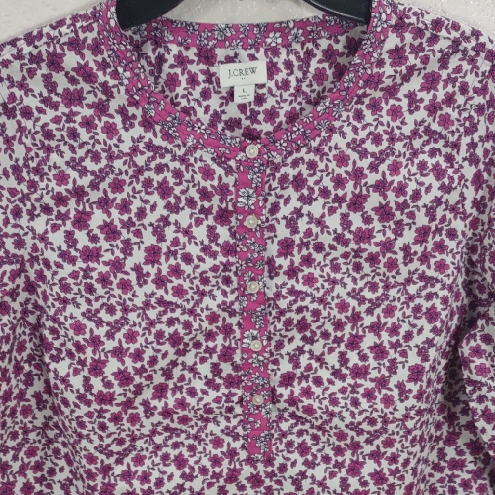 J.CREW , Size L,Floral Purple and White Blouse - Picture 4 of 16
